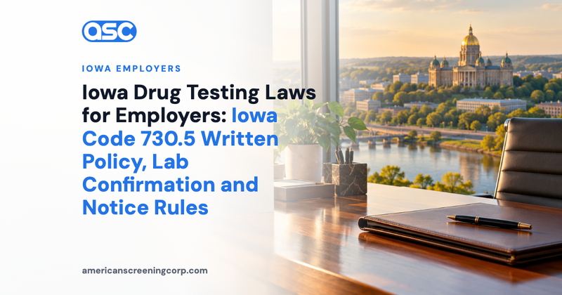 Iowa Drug Testing Laws for Employers: Iowa Code 730.5 Written Policy, Lab Confirmation and Notice Rules