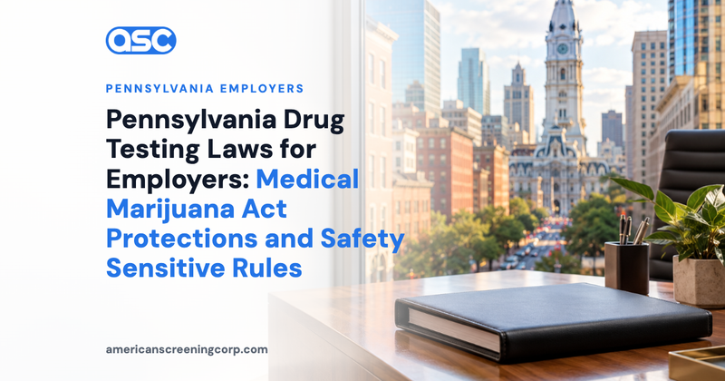 Pennsylvania Drug Testing Laws for Employers: Medical Marijuana Act Protections and Safety Sensitive Rules