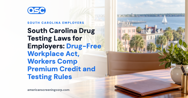 South Carolina Drug Testing Laws for Employers: Drug-Free Workplace Act, Workers Comp Premium Credit and Testing Rules