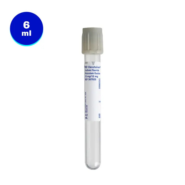 6mL Blood Collection Vacutainer Tubes with Sodium Fluoride (Gray) by BD