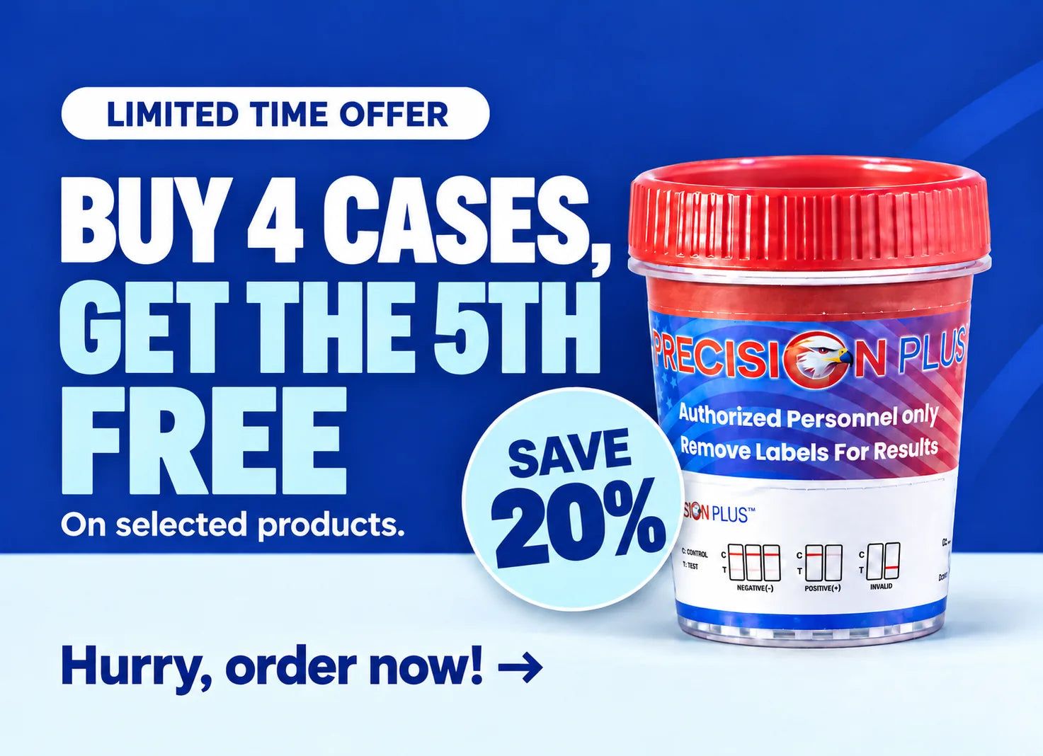 Limited time offer. Buy 4 cases, get the 5th free on selected products. Save 20%. Hurry, order now!
