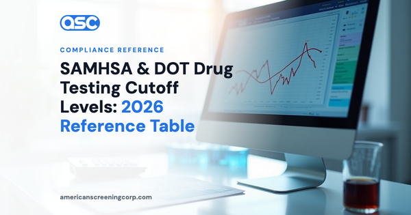 Niveles de corte de pruebas de drogas de SAMHSA y DOT: Tabla de referencia 2026