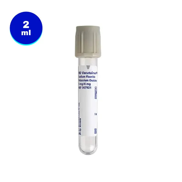 2mL Blood Collection Vacutainer Tubes with Sodium Fluoride (Gray) by BD