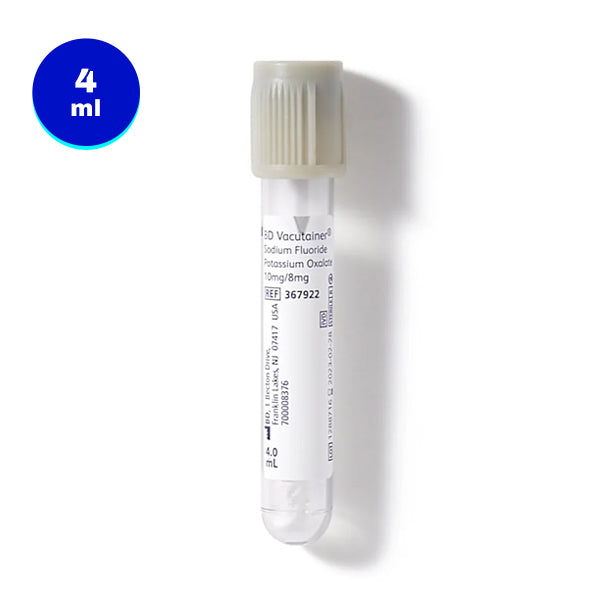 4mL Blood Collection Vacutainer Tubes with Sodium Fluoride (Gray) by BD