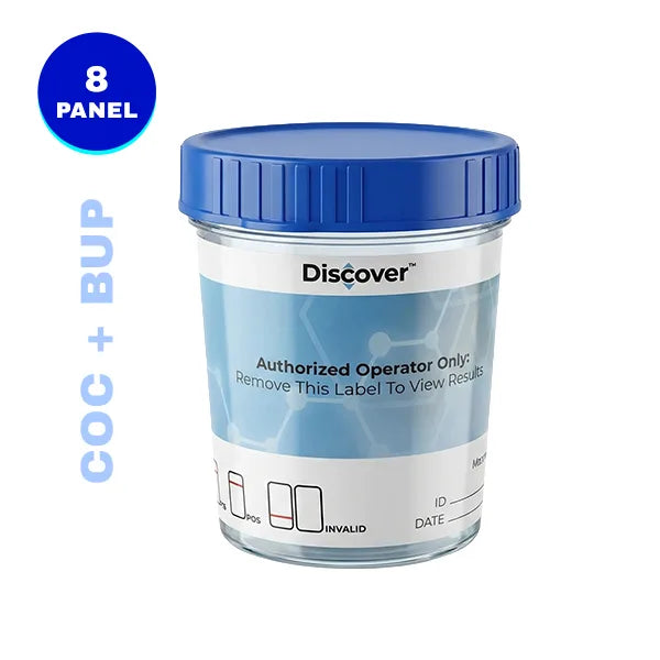 8 Panel Drug Screen Cup with Adulterants & (No THC) - EXPIRY: MAR 2027 by Discover Plus