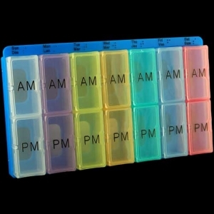 Color-Coded Two Compartment Pill Planner 