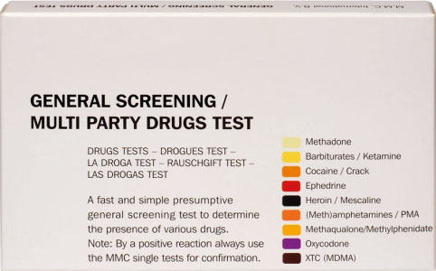 Drug Identification Kits <span style='font-size:14px; color:#7d7d7d;'><br>Detectable Drug - Methadone, Barbiturates, Cocaine / Crack, Ephedrine, Heroin, Mescaline, Methamphetamines, Methaqualone, Methylphenidate (Ritalin), Oxycodone and XTC-MDMA</span>
